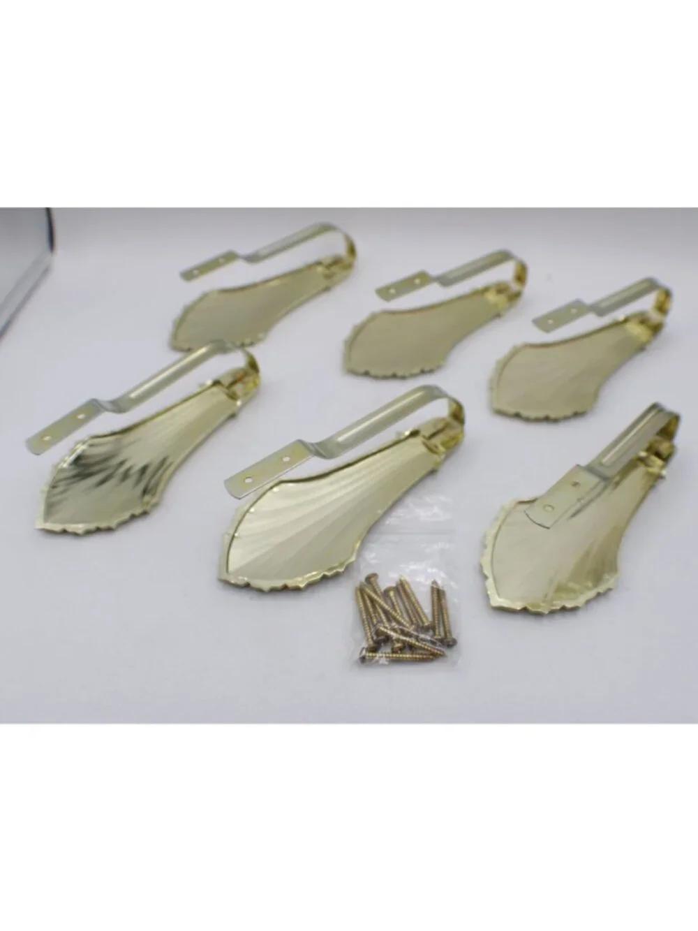 Set 6 Gold Shell Curtain Tiebacks Drapery Holdbacks Adjustable w/ Hardware Vtg